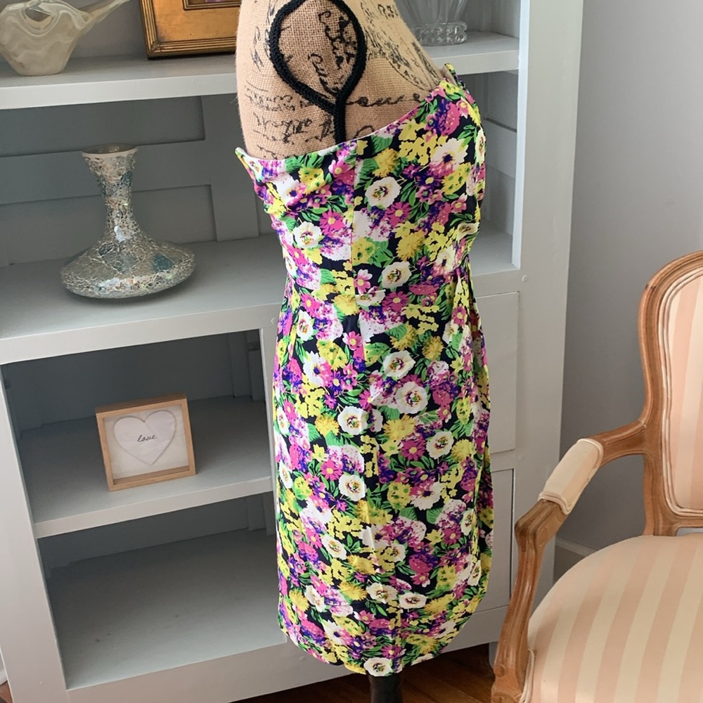 YUMI KIM NWT New silk Strapless floral mini dress purple green white yellow XS 0 - Picture 4 of 8